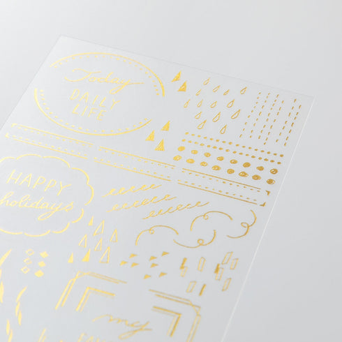 Midori Gold FOIL GEOMETRIC Patterns Transfer Stickers Borders Frames Print-On Stickers Rub-On Stickers Transfer Sticker Translucent | 2617