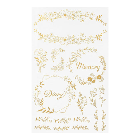 Midori Gold FOIL FLOWERS Frames Transfer Stickers Swag Ornament Print-On Stickers Rub-On Stickers Transfer Sticker Translucent | 2620