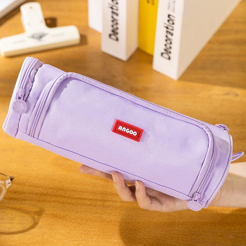 NAVY ROUND Cylinder Canvas Pen Case Pencil Case Tool Case Finding Storage Circle Case Storage Case Large Pen Case | 230 X 8 X 8mm