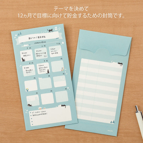 MIDORI CAT Reinforced Saving Envelope Money Storage Envelope Budgeting Envelope Money Storage Money Budgeting Receipt Storage | 2 Envelopes