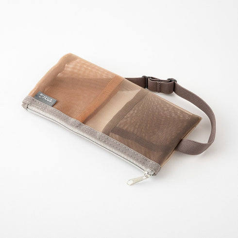 Midori BROWN/KHAKI B6 - A5 Mesh Book Band Adjustable Pen Case Adjustable Pen Storage Mesh Pen Case Adjustable Pen Case