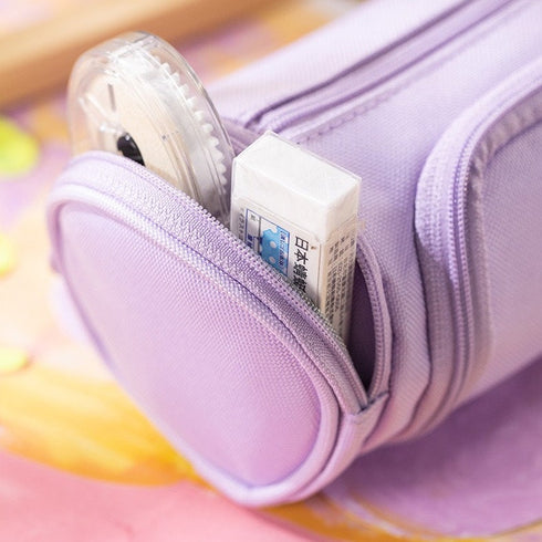 NAVY ROUND Cylinder Canvas Pen Case Pencil Case Tool Case Finding Storage Circle Case Storage Case Large Pen Case | 230 X 8 X 8mm