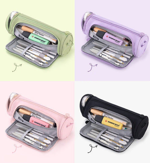 MATCHA ROUND Cylinder Canvas Pen Case Pencil Case Tool Case Finding Storage Circle Case Storage Case Large Pen Case | 230 X 8 X 8mm