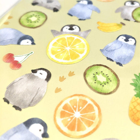Mindwave 2023 Collection PENGUIN & FRUIT Seals Kiji Shoji Seals Washi Stickers Seals Bujo Stickers Scrapbooking Stickers | 81222