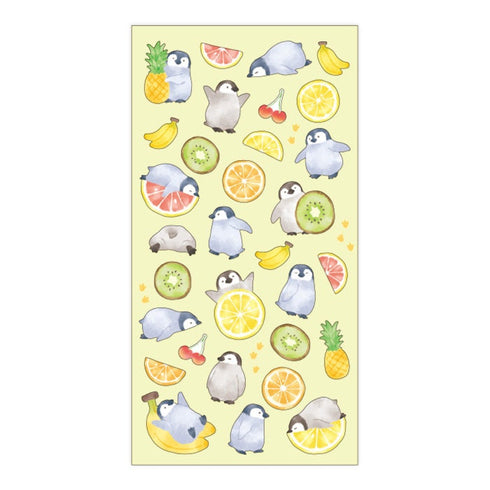 Mindwave 2023 Collection PENGUIN & FRUIT Seals Kiji Shoji Seals Washi Stickers Seals Bujo Stickers Scrapbooking Stickers | 81222