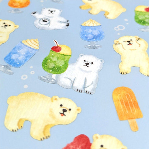 Mindwave 2023 Collection POLAR Bear & SMOOTHIES Seals Kiji Shoji Seals Washi Stickers Seals Bujo Stickers Scrapbooking Stickers | 81223