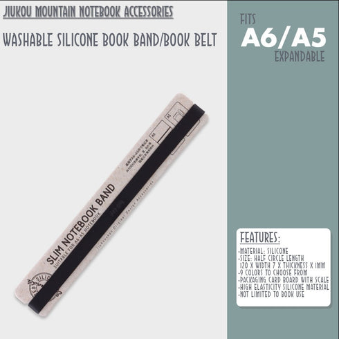 OLIVE A6 B6 A5 Jiukou Washable Silicone Book Band Adjustable Book Band Book Belt Book Fastener Notebook Elastic Band