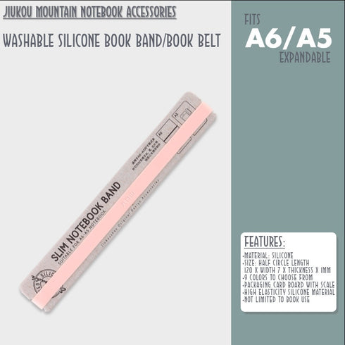 GRAY A6 B6 A5 Jiukou Washable Silicone Book Band Adjustable Book Band Book Belt Book Fastener Notebook Elastic Band