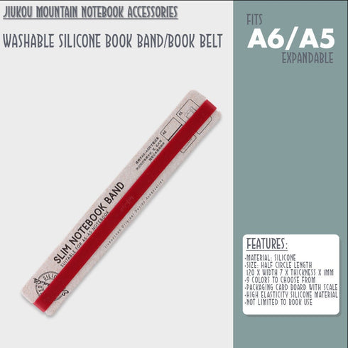 PINK A6 B6 A5 Jiukou Washable Silicone Book Band Adjustable Book Band Book Belt Book Fastener Notebook Elastic Band