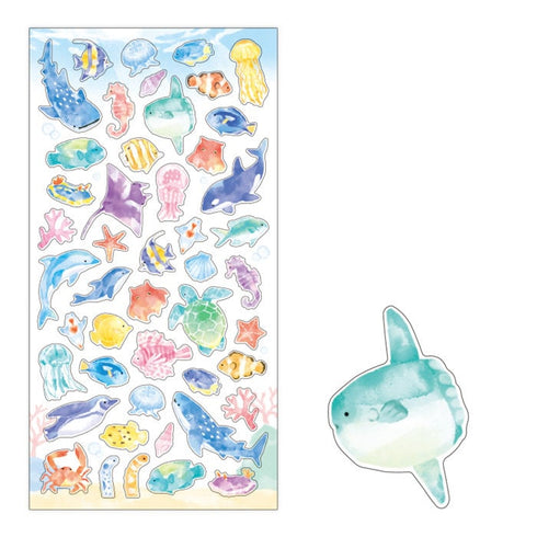 Mindwave 2023 Collection AQUARIUM Turtles Fish Seals Kiji Shoji Seals Washi Stickers Seals Bujo Stickers Scrapbooking Stickers | 81218