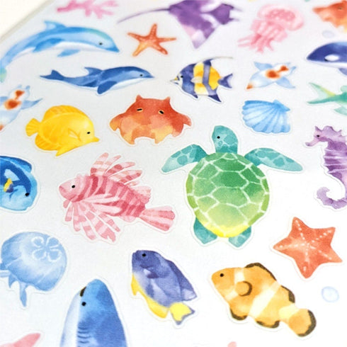 Mindwave 2023 Collection AQUARIUM Turtles Fish Seals Kiji Shoji Seals Washi Stickers Seals Bujo Stickers Scrapbooking Stickers | 81218
