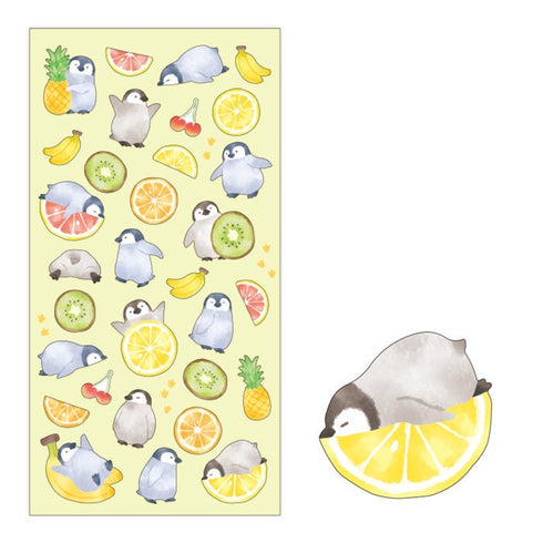 Mindwave 2023 Collection PENGUIN & FRUIT Seals Kiji Shoji Seals Washi Stickers Seals Bujo Stickers Scrapbooking Stickers | 81222