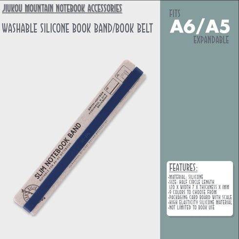 OLIVE A6 B6 A5 Jiukou Washable Silicone Book Band Adjustable Book Band Book Belt Book Fastener Notebook Elastic Band