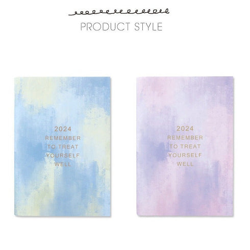 BLUE 2024 A5 Chuyu Planner TOMOE River One Day Per Page With PVC Cover Cousin Techo Planner Notebook Journal | 416 Pages