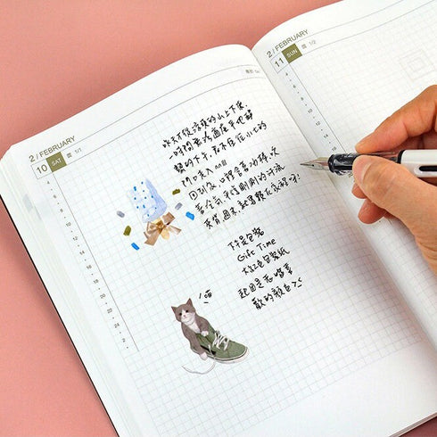 PURPLE 2024 A5 Chuyu Planner TOMOE River One Day Per Page With PVC Cover Cousin Techo Planner Notebook Journal | 416 Pages