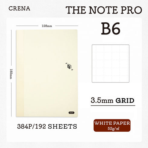 B6 TOMOE River Crena 3.5mm GRID 52gsm Notebook Lay-Flat Notebook Tomoe River Notebook The Note Pro | 128 x 182mm 384 Pages *RECOMMEND*