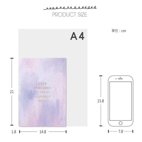 BLUE 2024 A5 Chuyu Planner TOMOE River One Day Per Page With PVC Cover Cousin Techo Planner Notebook Journal | 416 Pages