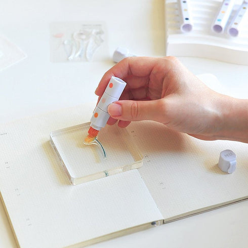 Inky Pen Triple Stamp Pad MU Lifestyle Tri-Color Oil-Based Ink Pad Five Different Pens Portable Ink Pad Travel Ink Pad | 5 Sets