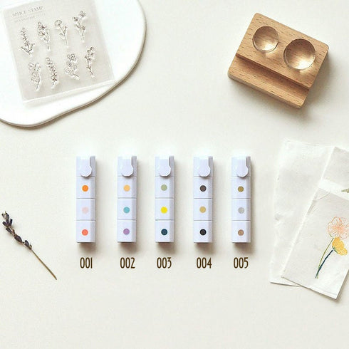Inky Pen Triple Stamp Pad MU Lifestyle Tri-Color Oil-Based Ink Pad Five Different Pens Portable Ink Pad Travel Ink Pad | 5 Sets