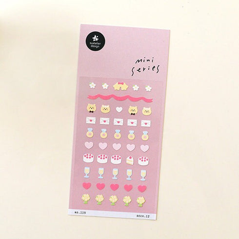 Suatelier Sonia DECO 12 PVC Mini Series Cats Kitties Stars Flowers Cake WIne Transparent Stickers Clear Stickers | 119