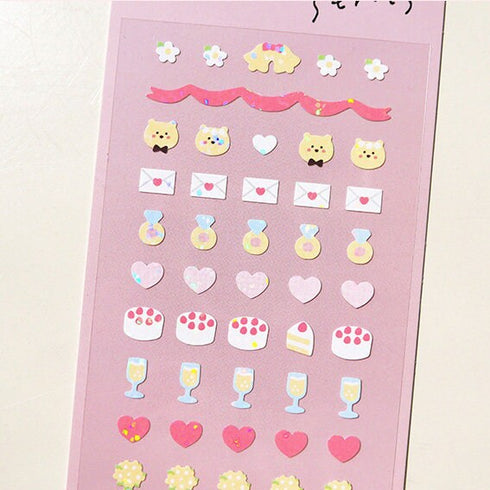 Suatelier Sonia DECO 12 PVC Mini Series Cats Kitties Stars Flowers Cake WIne Transparent Stickers Clear Stickers | 119