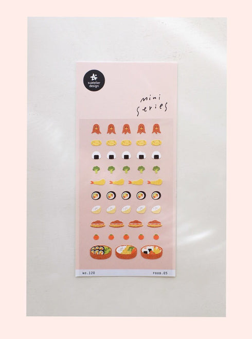 Suatelier Sonia FOOD 05 PVC Mini Series Sushi Bento Box Onigiri Broccoli Tomatoes Transparent Stickers Clear Stickers | 120