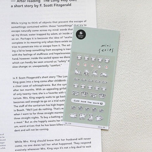 Suatelier Sonia DECO 09 PVC Mini Series Cats Save The World Kittens Cat Food Transparent Stickers Clear Stickers | 116