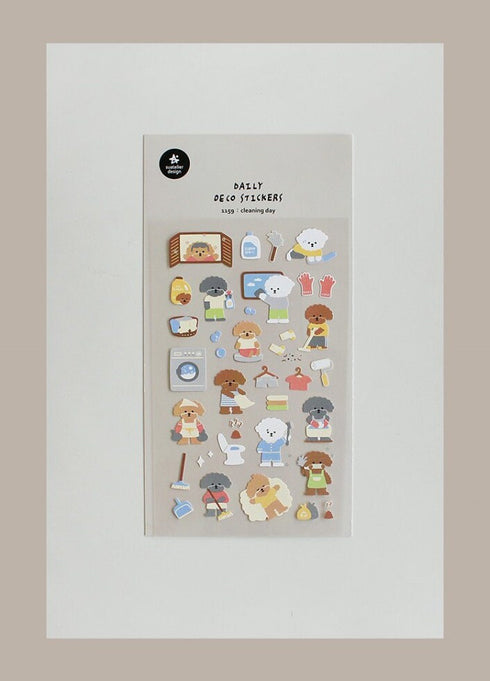 Suatelier Sonia CLEANING DAY Dog Cleaning Puppy Cleaning PVC Transparent Stickers Clear Stickers | 1159
