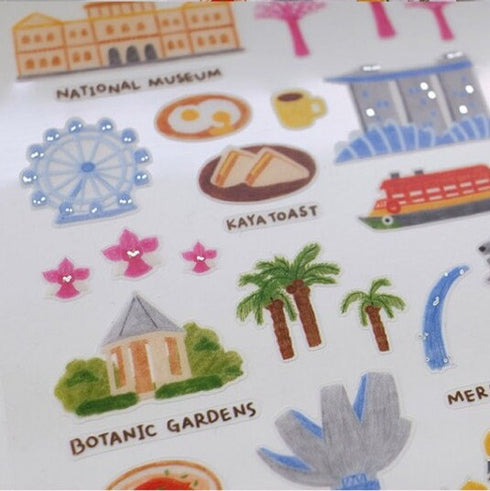 Suatelier Sonia TRIP To SINGAPORE Kaya Toast Botanical Garden Merlion Park PVC Transparent Stickers Clear Stickers | 1157
