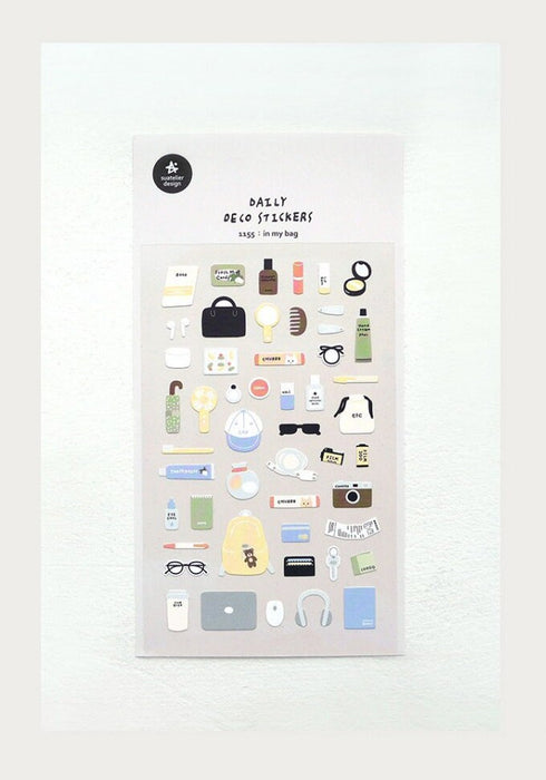 Suatelier Sonia IN My BAG Travel Bag Trip Bag Packing List Camera Headphones Toothpaste PVC Transparent Stickers Clear Stickers | 1155
