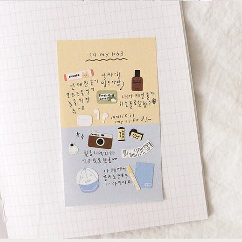 Suatelier Sonia IN My BAG Travel Bag Trip Bag Packing List Camera Headphones Toothpaste PVC Transparent Stickers Clear Stickers | 1155