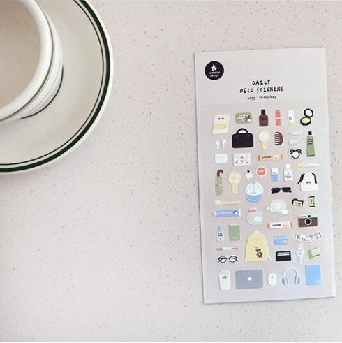 Suatelier Sonia IN My BAG Travel Bag Trip Bag Packing List Camera Headphones Toothpaste PVC Transparent Stickers Clear Stickers | 1155