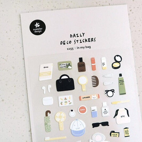 Suatelier Sonia IN My BAG Travel Bag Trip Bag Packing List Camera Headphones Toothpaste PVC Transparent Stickers Clear Stickers | 1155