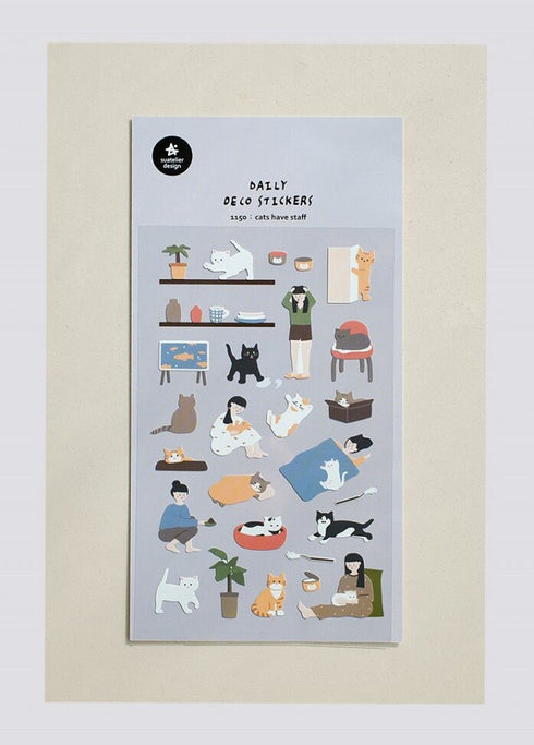 Suatelier Sonia CATS Have STAFF Cat Kitty Cuddles Petting Sleeping Cat Sleep With Human PVC Transparent Stickers Clear Stickers | 1150