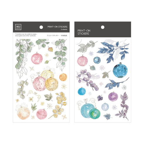 MU Lifestyle HOLIDAY Print-On Stickers Holiday Tree Ornaments Baubles Yule Tree Rub-On Stickers Transfer Sticker Translucent Stickers | 1021