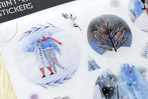 MU Lifestyle HOLIDAY Print-On Stickers Noel Ice Skating Feathers Americana Rub-On Stickers Transfer Sticker Translucent Stickers | 1018