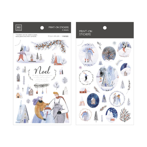MU Lifestyle HOLIDAY Print-On Stickers Noel Ice Skating Feathers Americana Rub-On Stickers Transfer Sticker Translucent Stickers | 1018