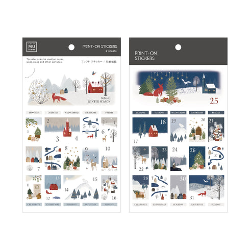MU Lifestyle HOLIDAY Print-On Stickers Magic Winter Postage Stamp Ephemera Rub-On Stickers Transfer Sticker Translucent Stickers | 1017