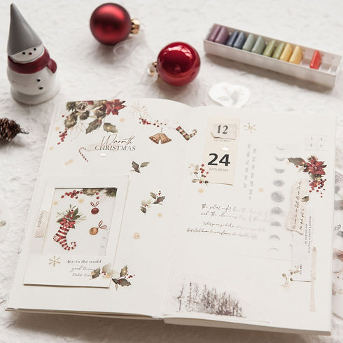 MU Lifestyle HOLIDAY Print-On Stickers Poinsettia Warmth Bells Stockings Trumpet Rub-On Stickers Transfer Sticker Translucent Sticker | 1014