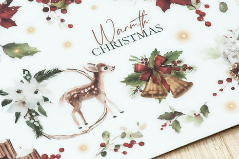 MU Lifestyle HOLIDAY Print-On Stickers Poinsettia Warmth Bells Stockings Trumpet Rub-On Stickers Transfer Sticker Translucent Sticker | 1014