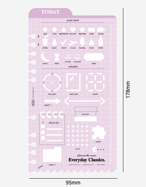 Plepic Cutout Binder Bookmark Stencil Template Boxes Lines Numbers Dividers Banners Icon Bujo Stencil | Various Colors