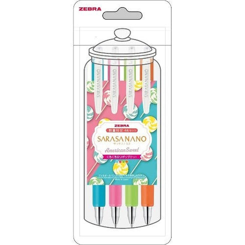 LOLLIPOP Zebra American Sweet Color Sarasa NANO 0.3mm Push Clip Gel Pen Set Micro Fine Gel Pen Retro Colors Gel Pen | JJH72-4C-GL