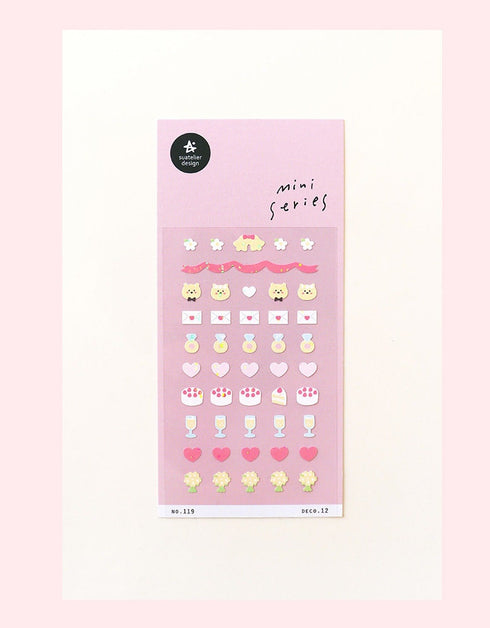 Suatelier Sonia DECO 12 PVC Mini Series Cats Kitties Stars Flowers Cake WIne Transparent Stickers Clear Stickers | 119