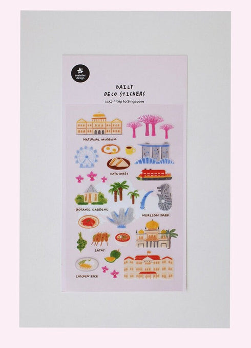Suatelier Sonia TRIP To SINGAPORE Kaya Toast Botanical Garden Merlion Park PVC Transparent Stickers Clear Stickers | 1157