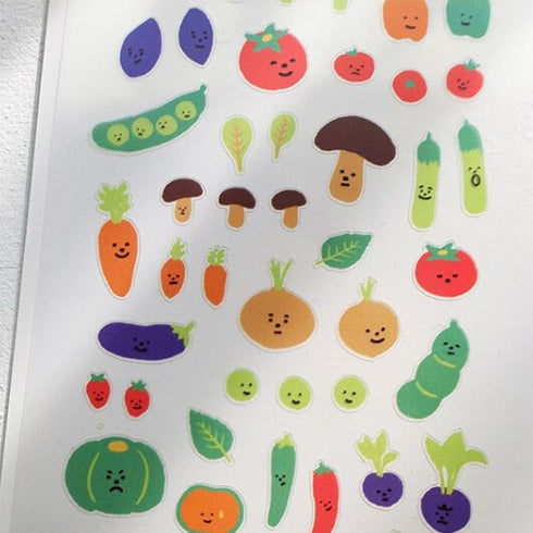Suatelier Sonia HEHE Laughing Vegetables Broccoli Peas Tomatoes Carrots Mushrooms Onions PVC Transparent Stickers Clear Stickers | 1153