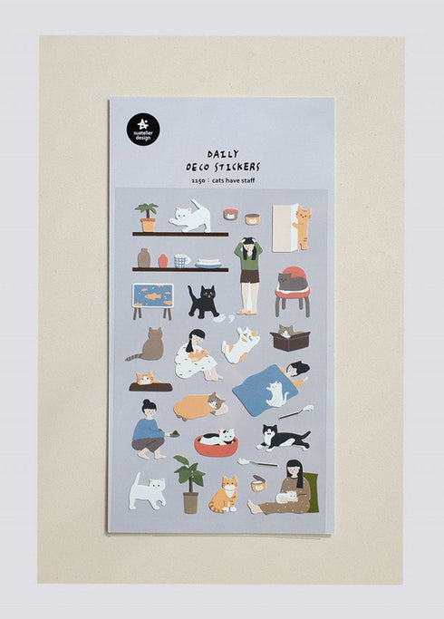 Suatelier Sonia CATS Have STAFF Cat Kitty Cuddles Petting Sleeping Cat Sleep With Human PVC Transparent Stickers Clear Stickers | 1150