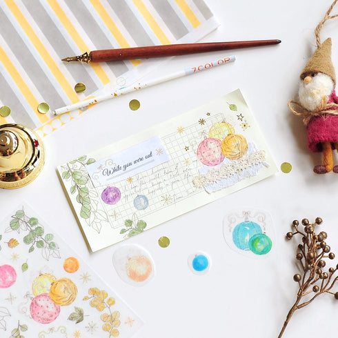 MU Lifestyle HOLIDAY Print-On Stickers Holiday Tree Ornaments Baubles Yule Tree Rub-On Stickers Transfer Sticker Translucent Stickers | 1021