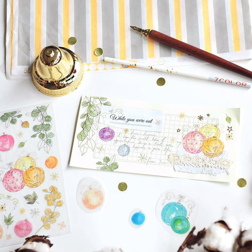 MU Lifestyle HOLIDAY Print-On Stickers Holiday Tree Ornaments Baubles Yule Tree Rub-On Stickers Transfer Sticker Translucent Stickers | 1021