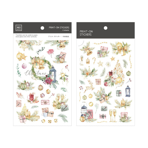 MU Lifestyle HOLIDAY Print-On Stickers Whimsical Nature Pine Bough Lantern Rub-On Stickers Transfer Sticker Translucent Stickers | 1020