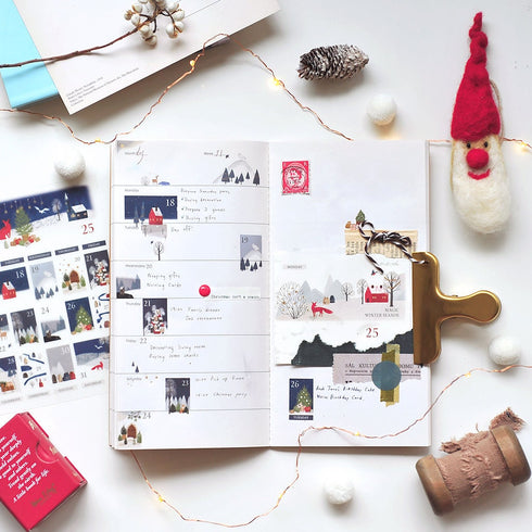 MU Lifestyle HOLIDAY Print-On Stickers Magic Winter Postage Stamp Ephemera Rub-On Stickers Transfer Sticker Translucent Stickers | 1017